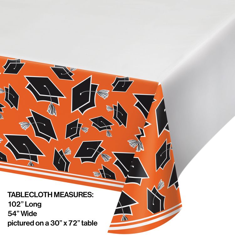 School Spirit Orange Plastic Table Cover