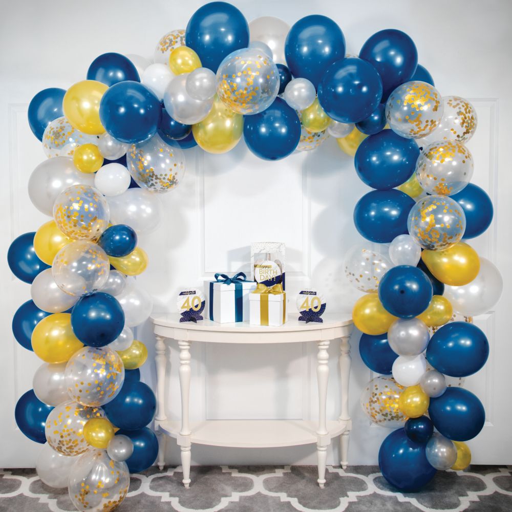 Navy, Gold and Silver Garland Balloon Kit 112pc