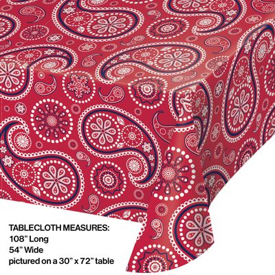 Red Paisley Plastic Table Cover