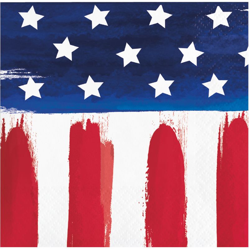 Painterly Patriotic Beverage Napkins