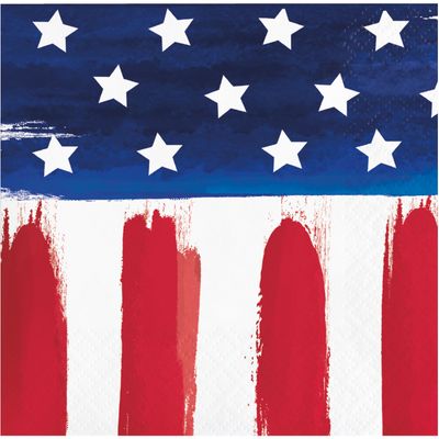 Painterly Patriotic Beverage Napkins