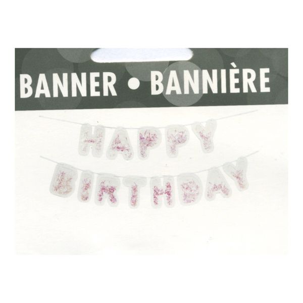 Happy Birthday Tinsel Filled Banner