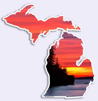 Lake Superior Five Mile Point Sunset Sticker - LARGE &amp; SMALL