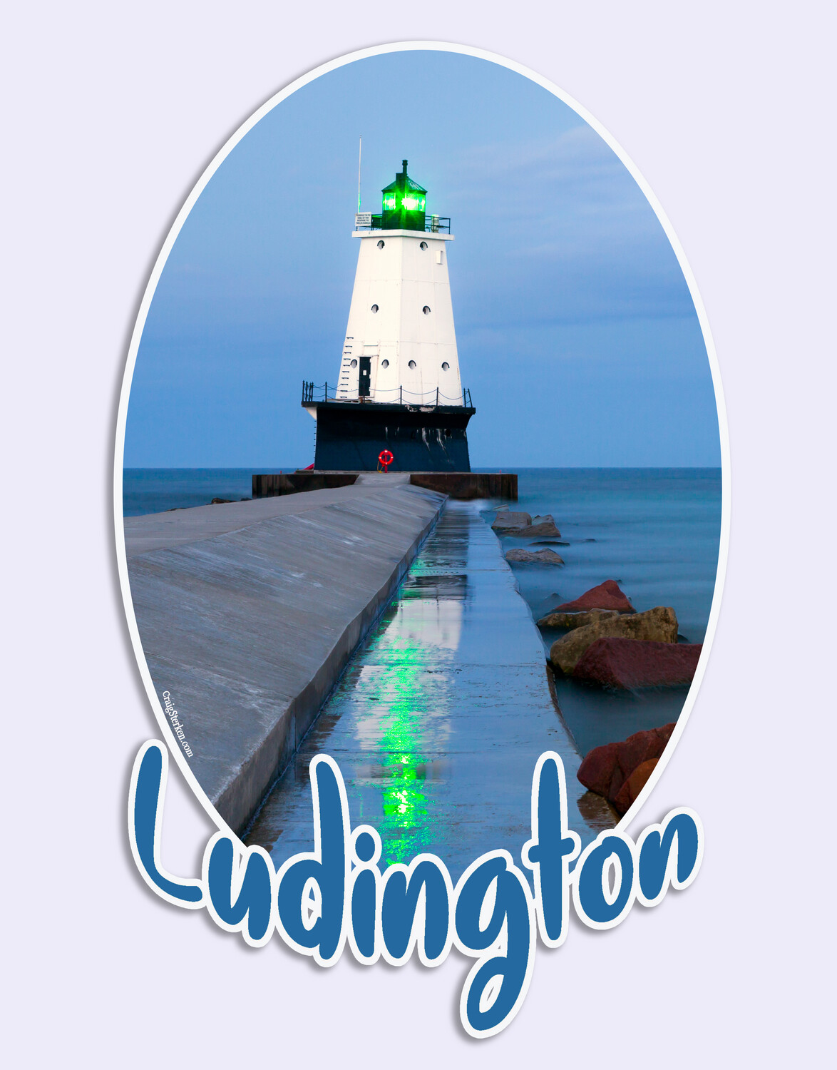 Ludington Sticker of North Breakwater Lighthouse