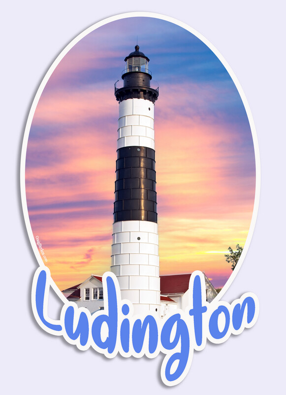 Sunset at Ludington Big Sable Lighthouse - Sticker