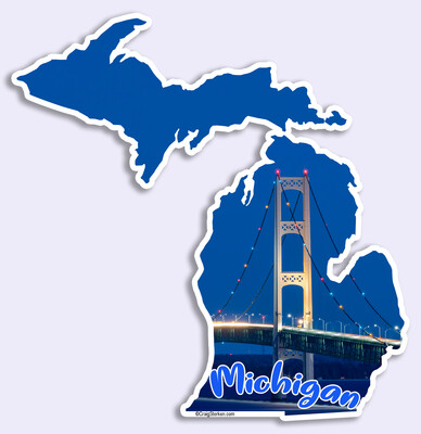 Mackinac Bridge &quot;Michigan&quot; Sticker - Large or Small