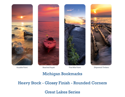 Michigan Themed Bookmarks - 4-Pack - Lake Superior Sunset Series I - FREE SHIPPING!