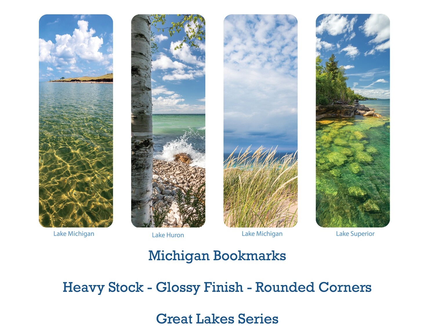 Michigan Themed Bookmarks - 4-Pack - Great Lakes Series I - FREE SHIPPING!
