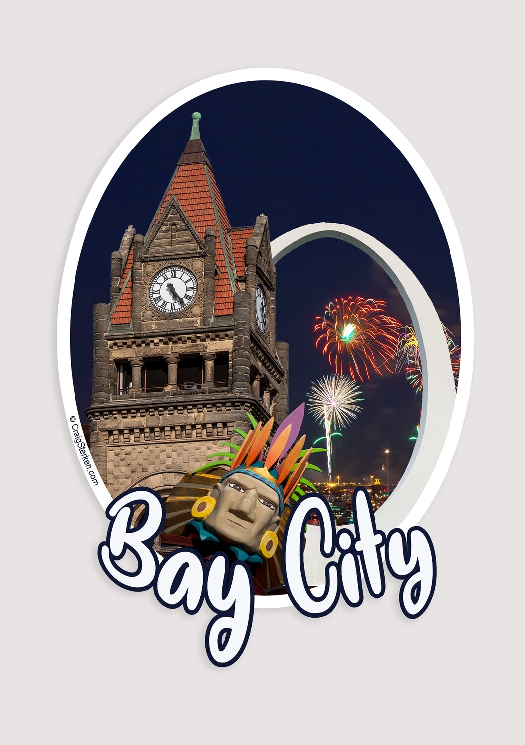 Weatherproof Sticker of Bay City Michigan - FREE SHIPPING