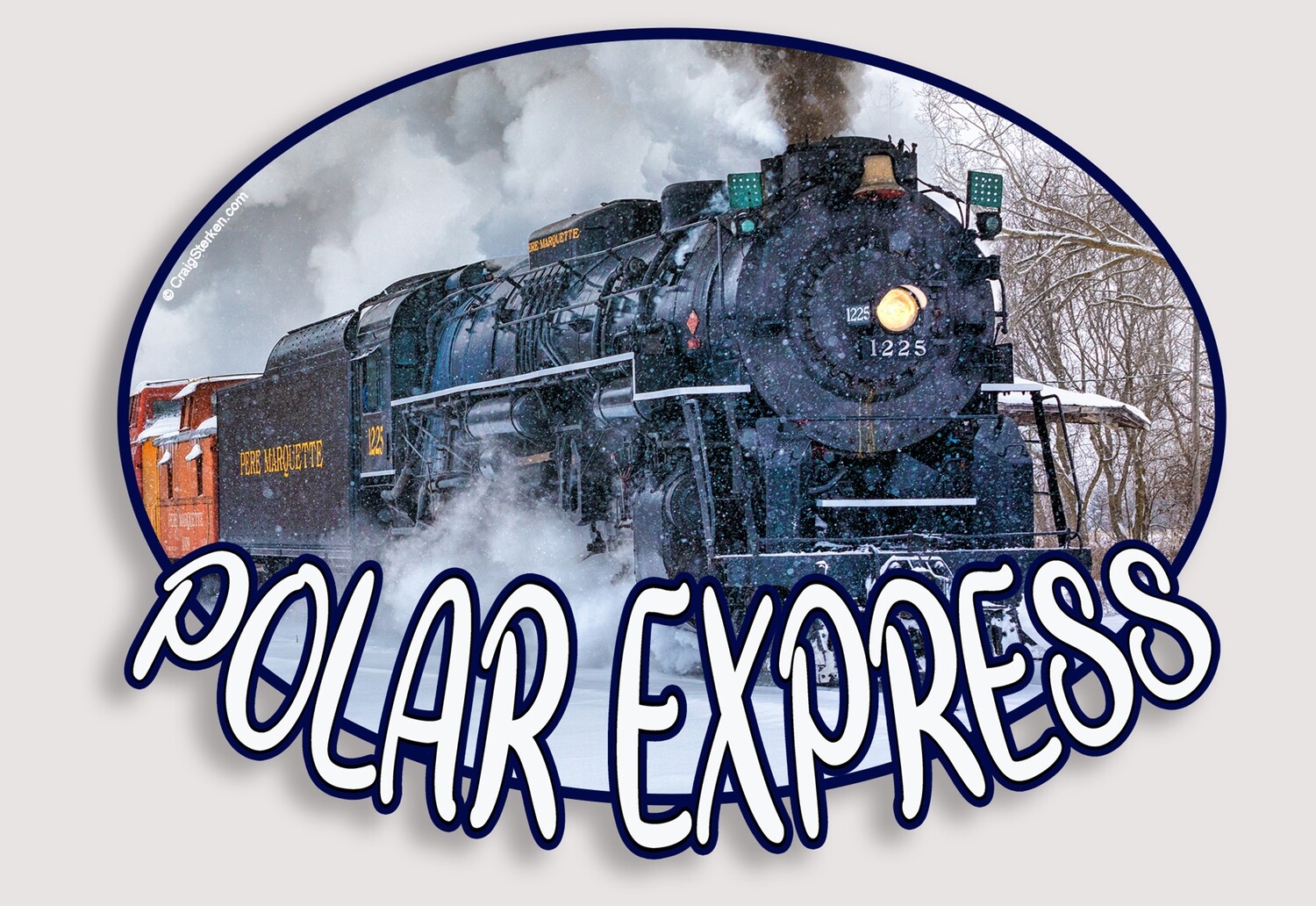 Polar Express Train in Owosso Michigan Sticker - Free Shipping!