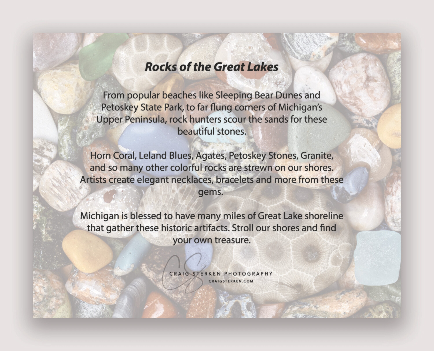 Great Lakes Rocks of Michigan Note Card - Blank Inside