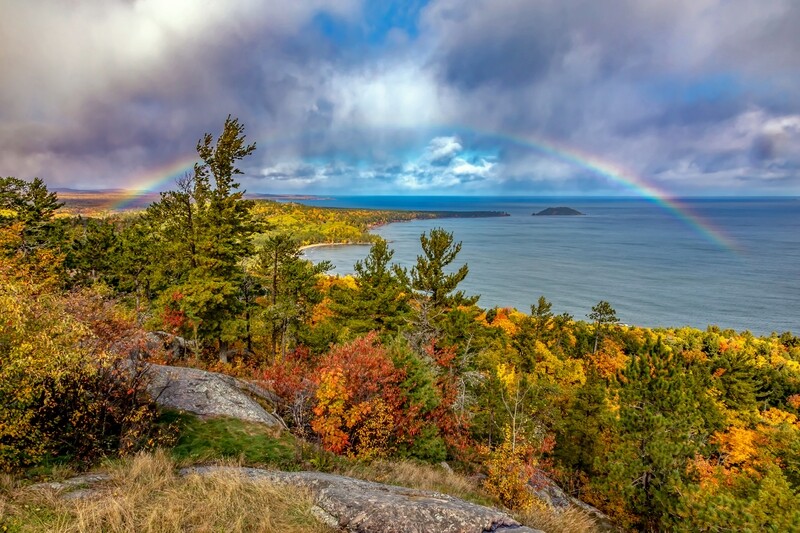 Fine Art Print - Rainbow Over Lake Superior from Sugarloaf Mountain - Marquette Michigan Upper Peninsula