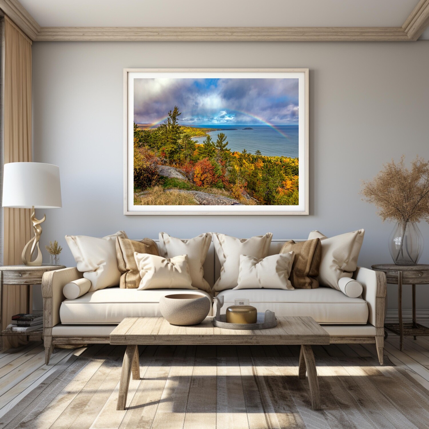 Fine Art Print - Rainbow Over Lake Superior from Sugarloaf Mountain - Marquette Michigan Upper Peninsula