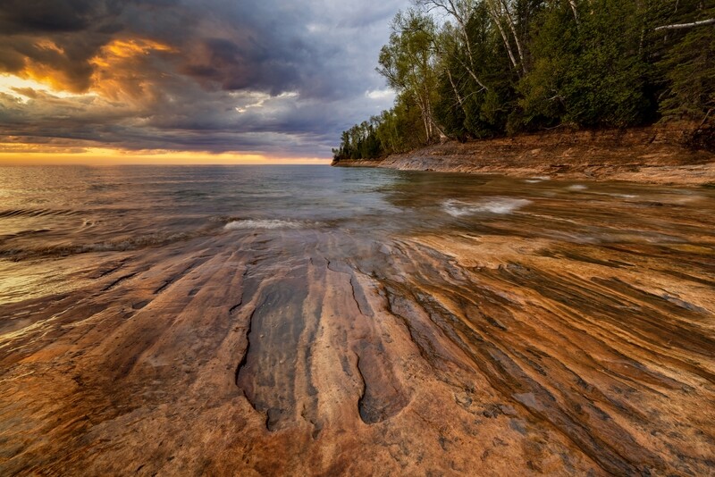 Lake Superior Sunset at Pictured Rocks - Michigan Upper Peninsula - Fine Art Print