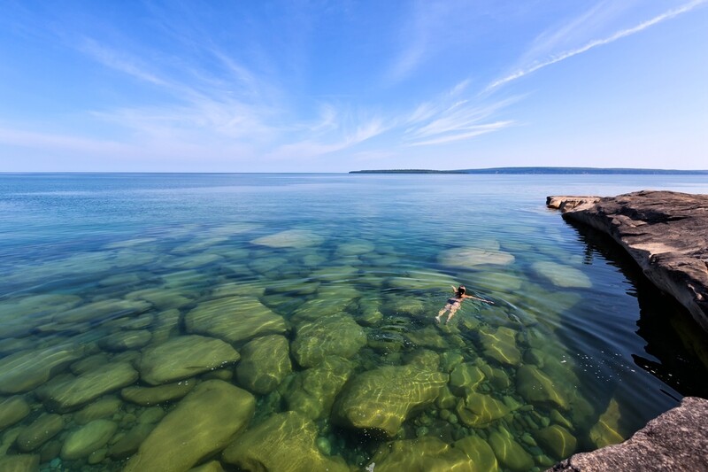 Serenity Swim on Lake Superior - Michigan Upper Peninsula - Print