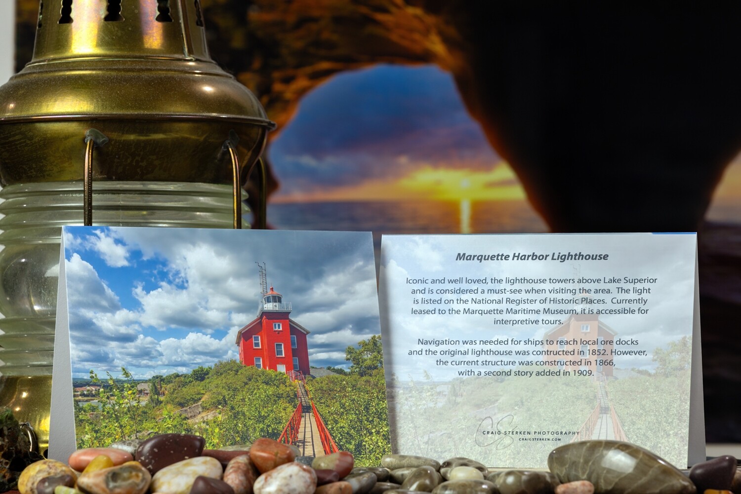 Note Card  - Marquette Harbor Lighthouse on Lake Superior - Free Shipping!