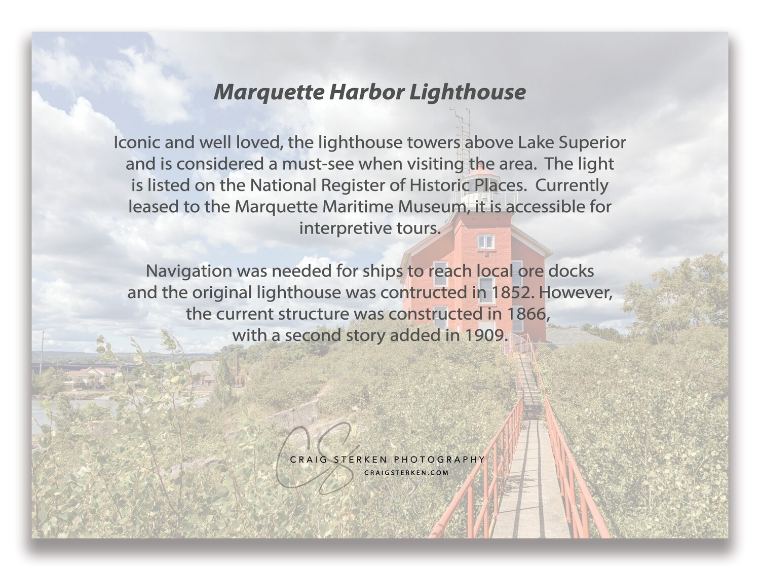 Note Card  - Marquette Harbor Lighthouse on Lake Superior - Free Shipping!