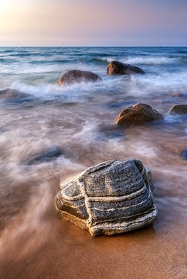 Ebbing Waves at Au Sable Point Beach - Lake Superior - Fine Art Print