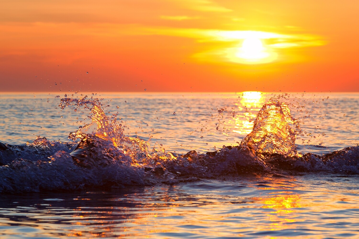 Lake Michigan Sunset with Backsplash - Fine Art Print