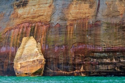 Painted Rock Face at Pictured Rocks National Lakeshore on Superior - Michigan Upper Peninsula  - Fine Art Print