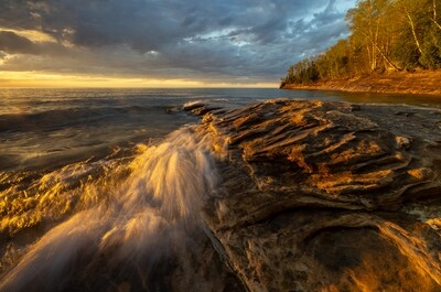 Lake Superior Sunset at Miners Beach - Michigan Upper Peninsula  - Fine Art Print