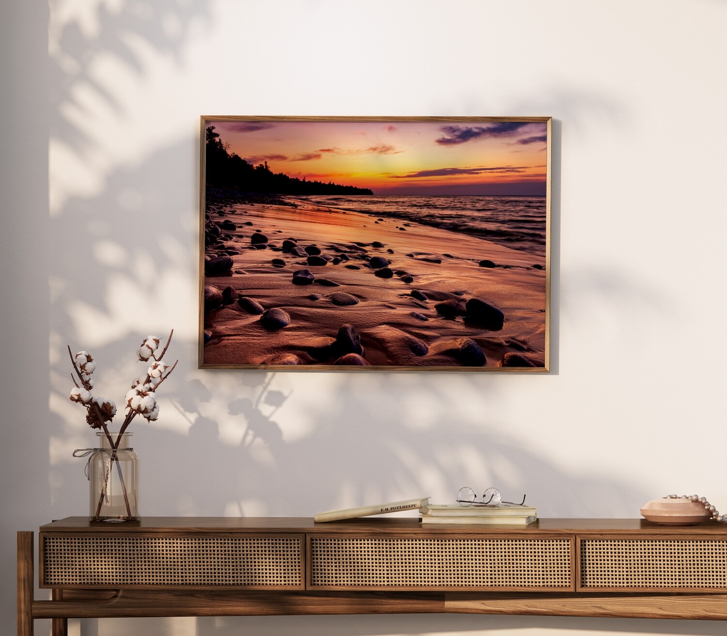 Lake Superior Sunset over Au Sable Point Beach - Michigan Upper Peninsula  - Fine Art Print