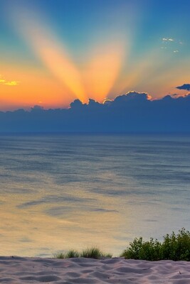Lake Michigan Sunset over Sleeping Bear Dunes  - Fine Art Print