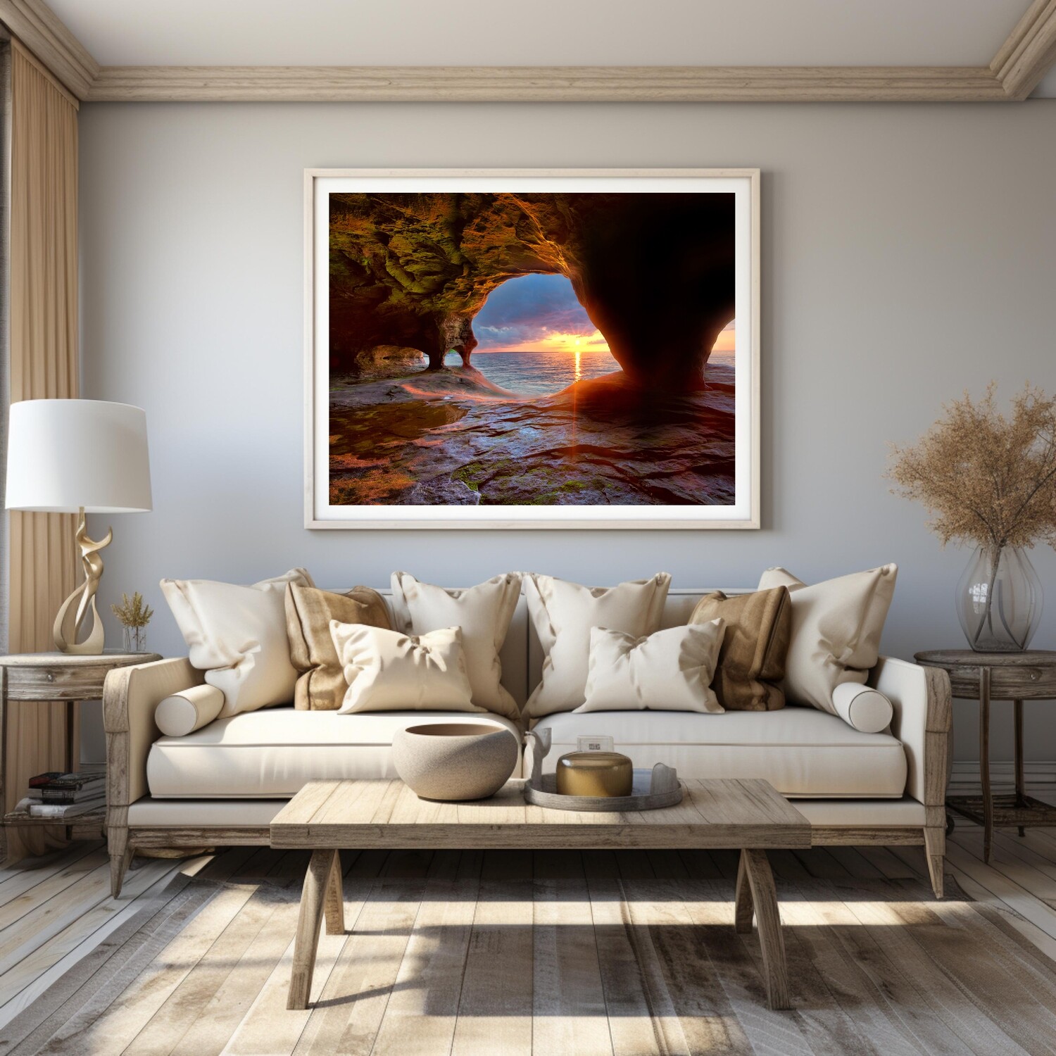 Lake Superior Sea Cave at Sunset - Michigan Upper Peninsula - Fine Art Print