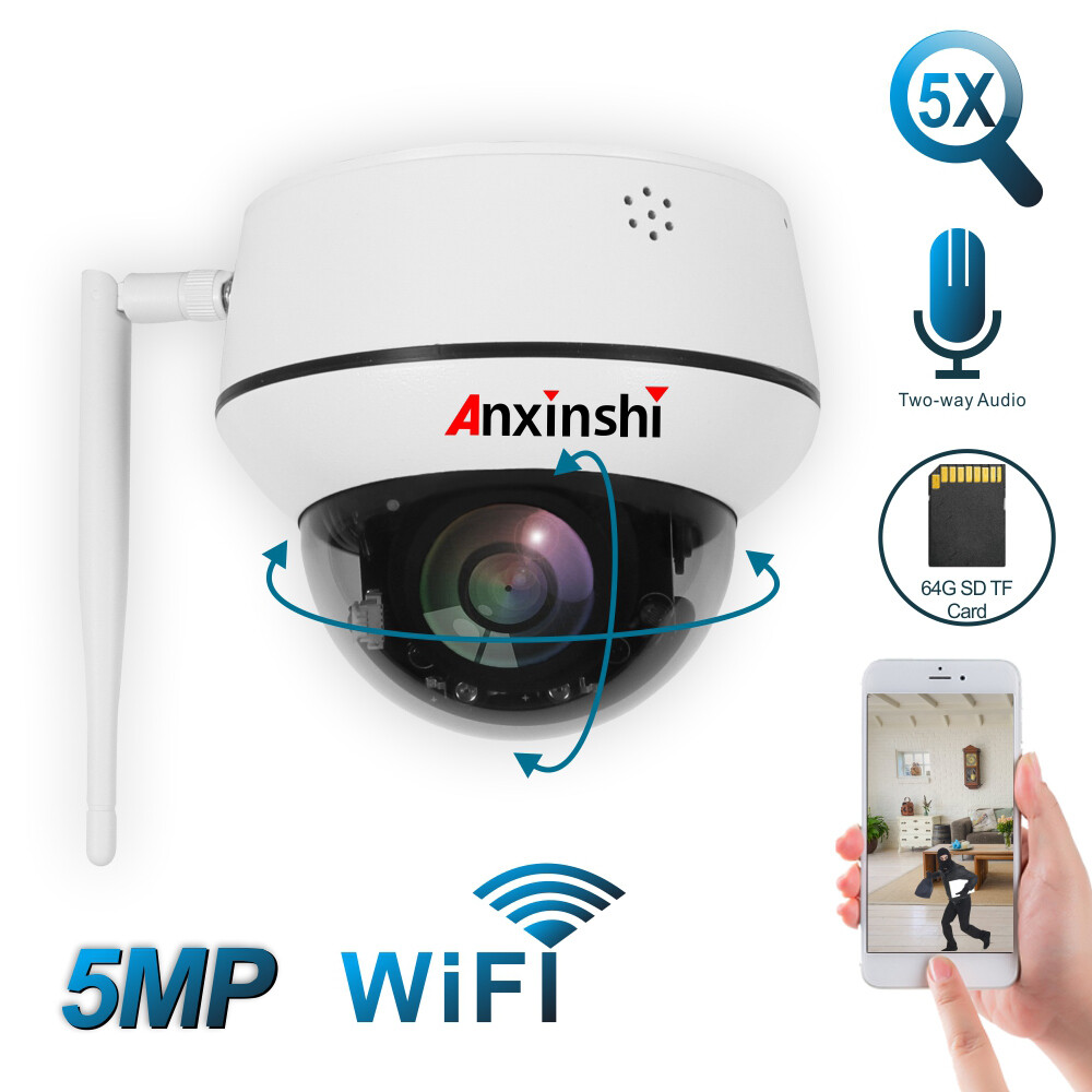 5MP Sound Mic human tracking Outdoor waterproof wireless WiFi PTZ IP Camera Vandalproof Dome camera