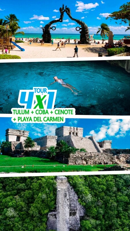 TOUR 4X1 TULÚM, COBÁ, CENOTE, PLAYA DEL CARMEN