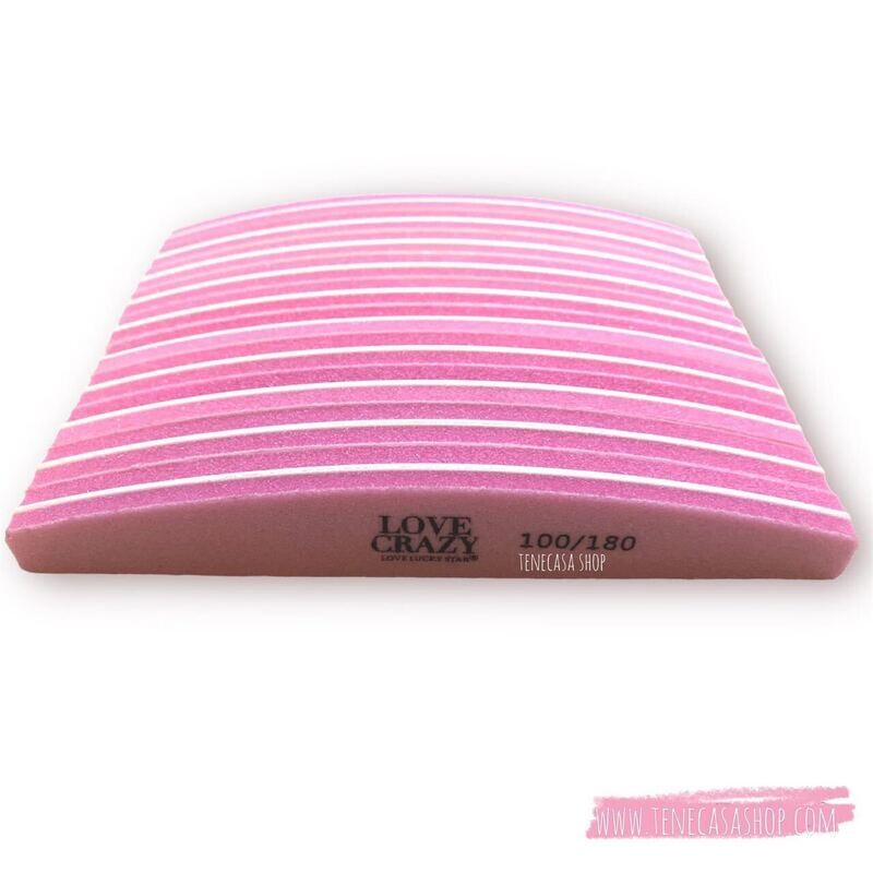 Paquete (10u) Pulidor de dos fases en forma de media luna 100/180 - rosa