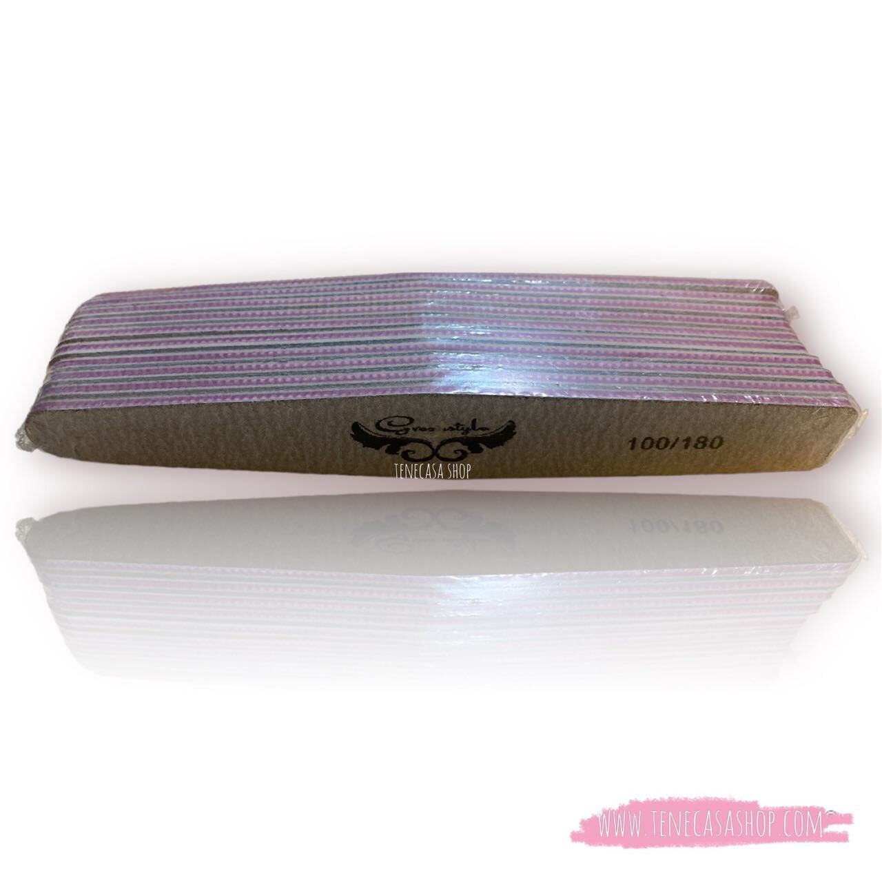 Paquete (10u) Lima de uñas gris en forma triangular 100/180 Greenstyle