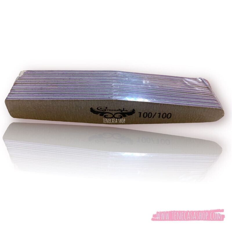 Paquete (10u) Lima de uñas gris en forma triangular 100/100 Greenstyle