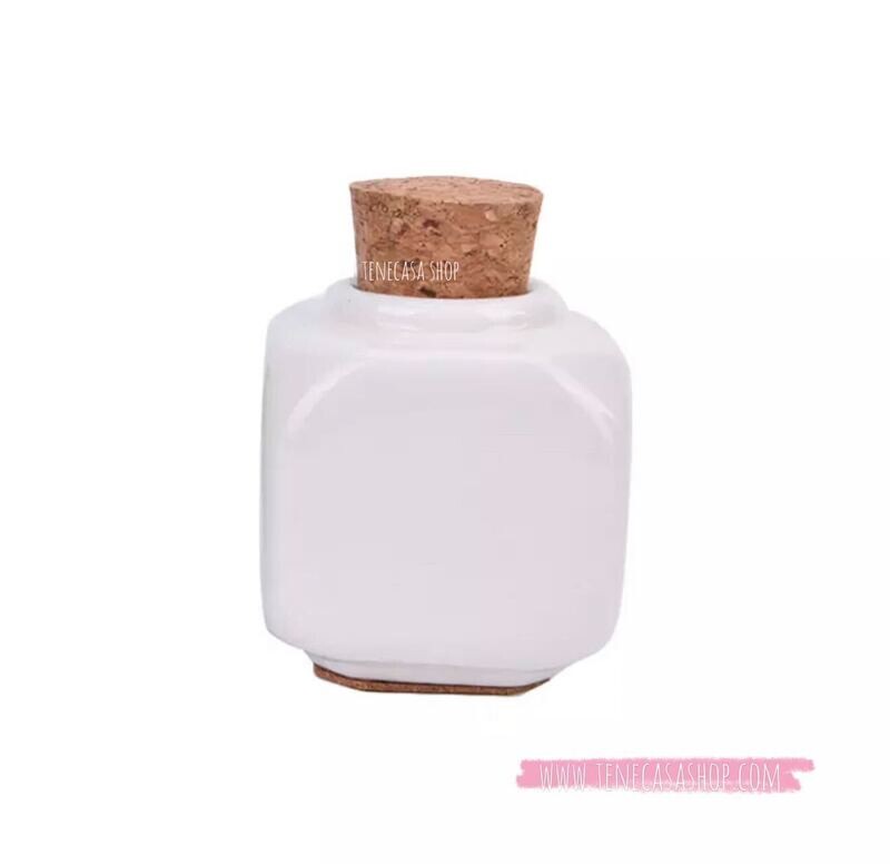 Vasito Cerámica Blanco con Tapa corcho