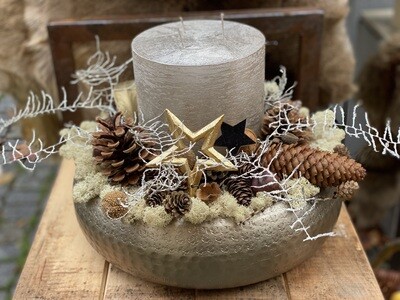 Adventsschale mit 3-Dochtkerze Adventsschale mit 3-Dochtkerze