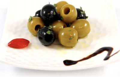 BLACK & GREEN PITTED OLIVES WITH HERBS, TENUTA MARMORELLE