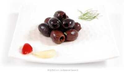 PITTED BLACK OLIVES WITH HERBS, TENUTA MARMORELLE