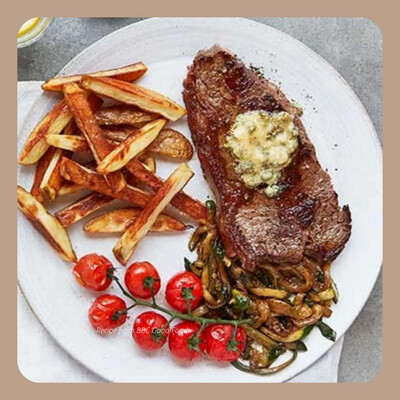 Steak with Garlic Butter, Vegetables & Chips Recipe Kit for 2