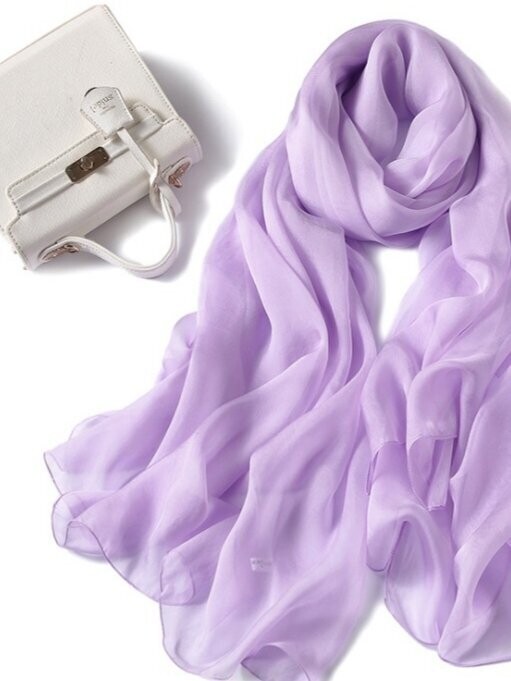 Silk Chiffon Scarf Purple