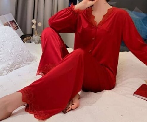Isabella Red Lace Pyjamas