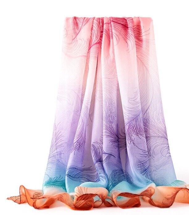 Silk Chiffon Scarf Rainbow