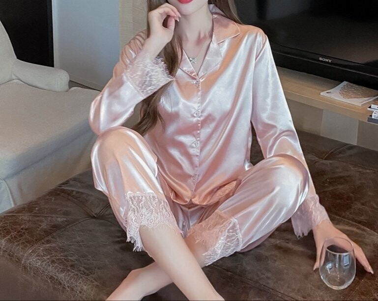 Antoinette Pink Silky  Pyjamas