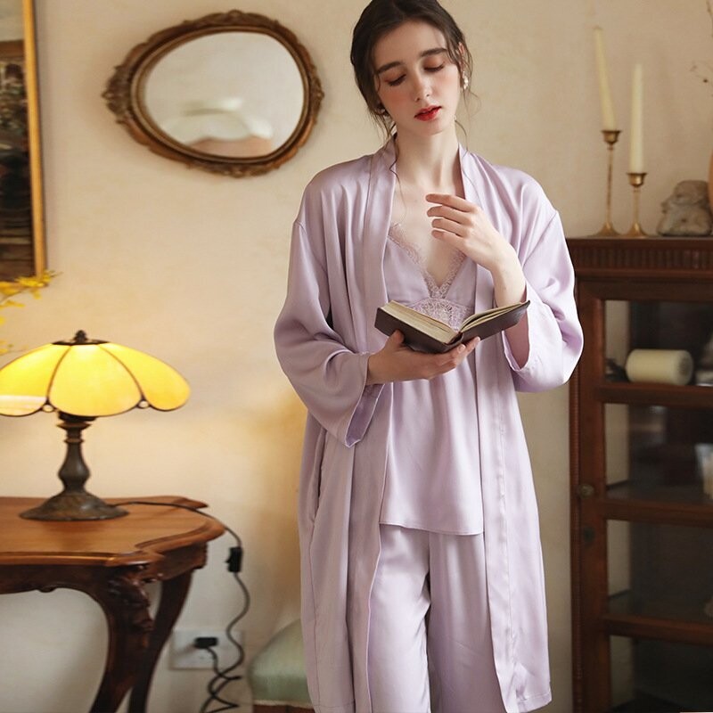 Eloise lilac 3 piece pyjama set