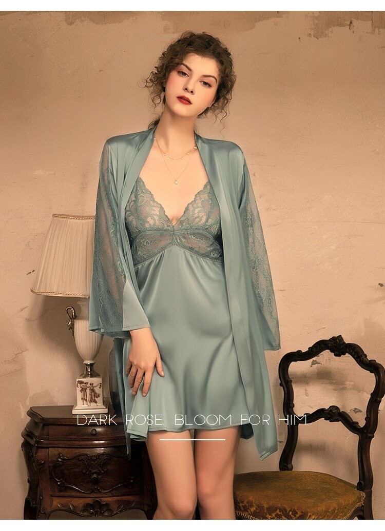 Grace sage nightdress and dressing gown