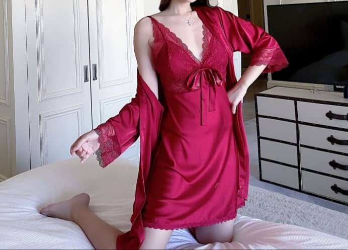 Florence Red Night Dress & Dressing Gown