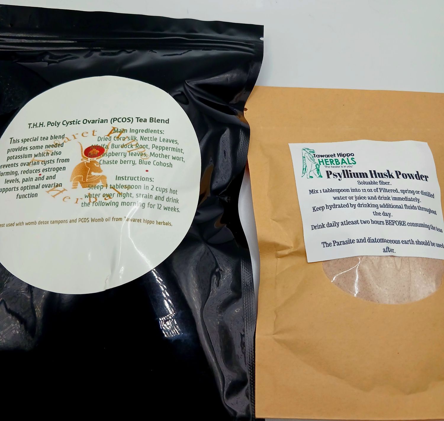 T.H.H Poly Cystic Ovaries ( PCOS) loose leaf tea with Psyllium Husk powder.
