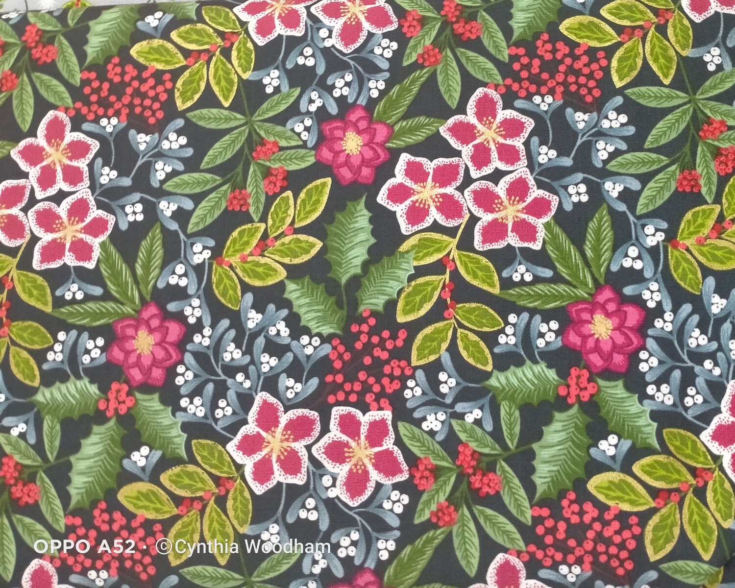 Noel Christmas Floral Fabric