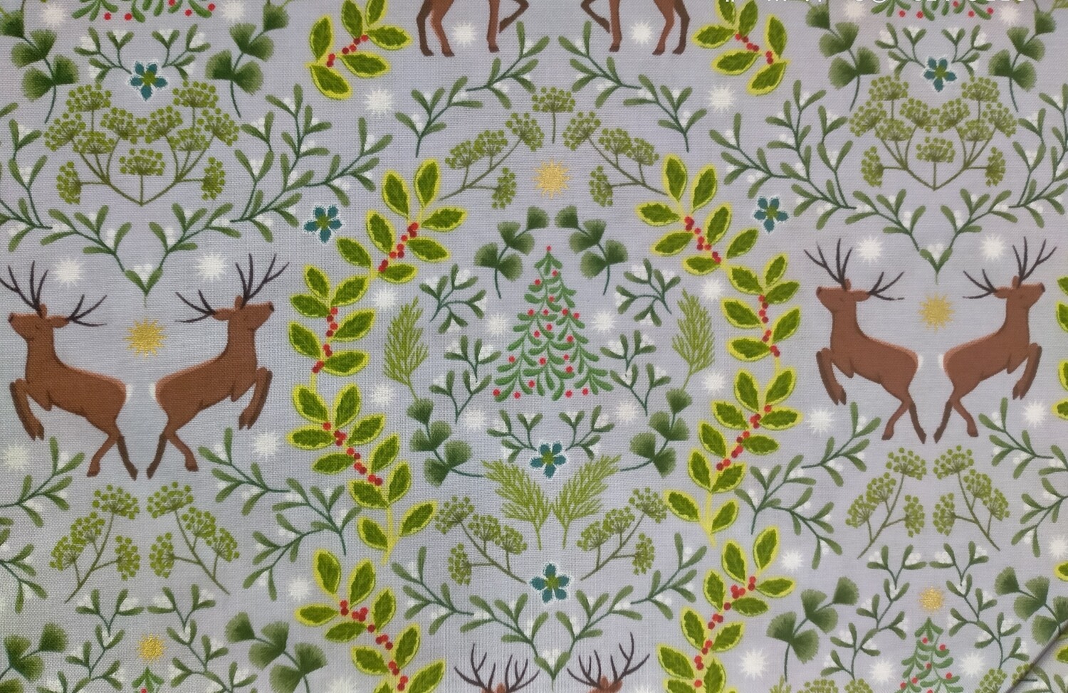 Noel Reindeer in the Forest Fabric