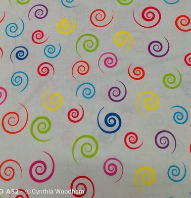 Colourful Swirls on Grey Wideback Fabric Colourful Swirls on Grey Wideback Fabric