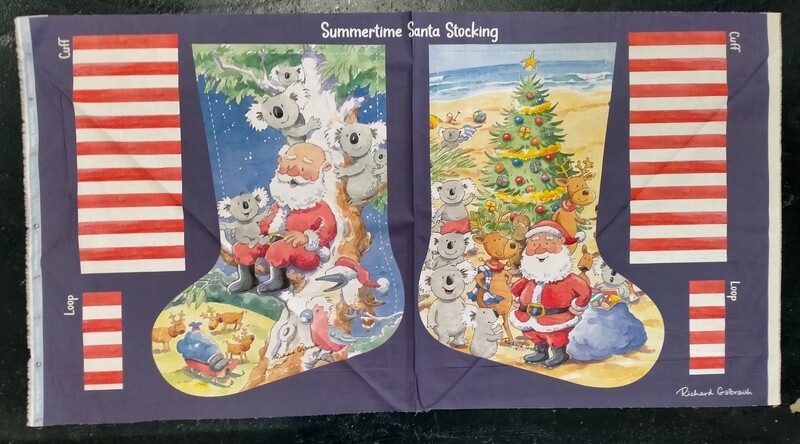 Devonstone Summertime Santa Stocking Panel Devonstone Summertime Santa Stocking Panel